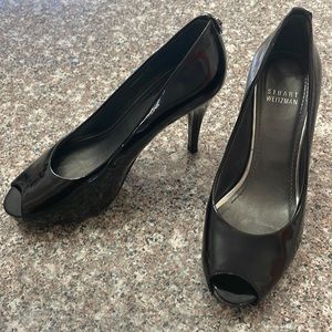 Stuart Weitzman black open toe heels size 6